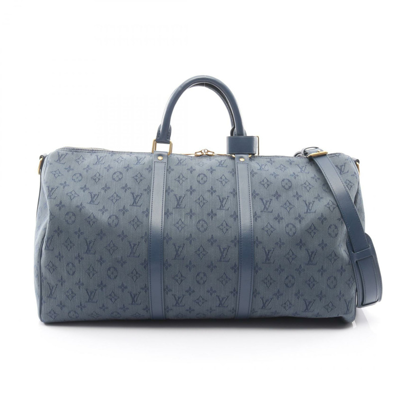 路易威登 Keepall Bandouriere 50 旅行手提包 M44645 Monogram 牛仔布 二手-0