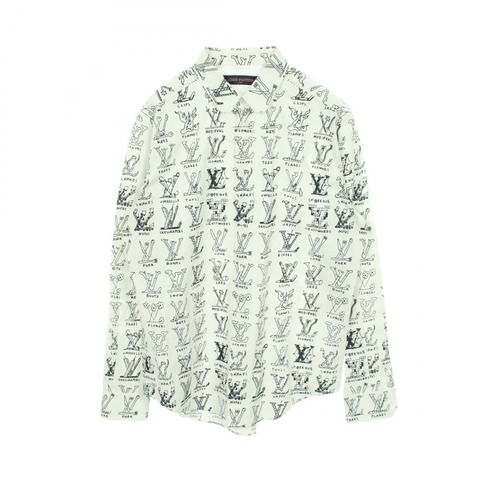 路易威登 Logo Plays 襯衫 RM211M ZIU HKS17W 純棉 白色 黑色 二手 #XXL