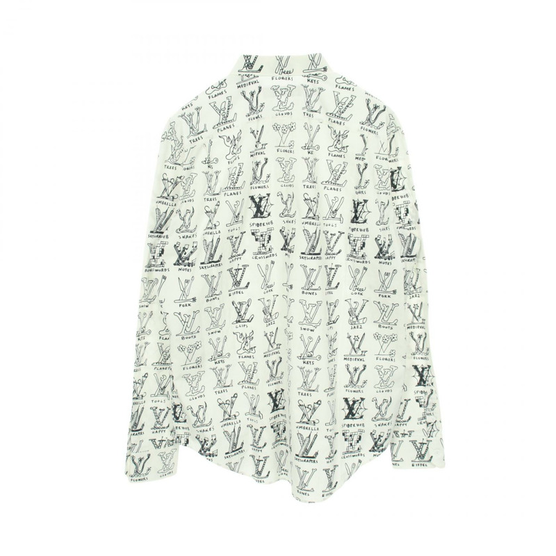 路易威登 Logo Plays 襯衫 RM211M ZIU HKS17W 純棉 白色 黑色 二手 #XXL-1