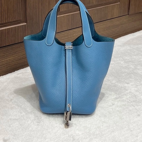 Hermes • Picotin 18 牛仔藍Tc皮銀釦 爆款色Blue Jean🩵