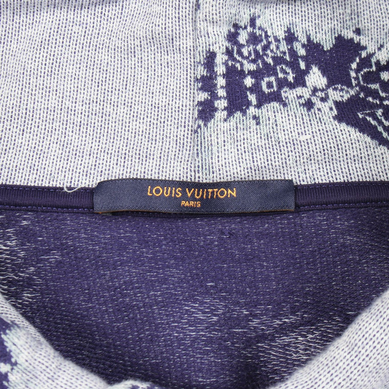路易威登 Monogram Bandana 短袖連帽衫 #XL 純棉海軍藍 二手 男款 LV-2