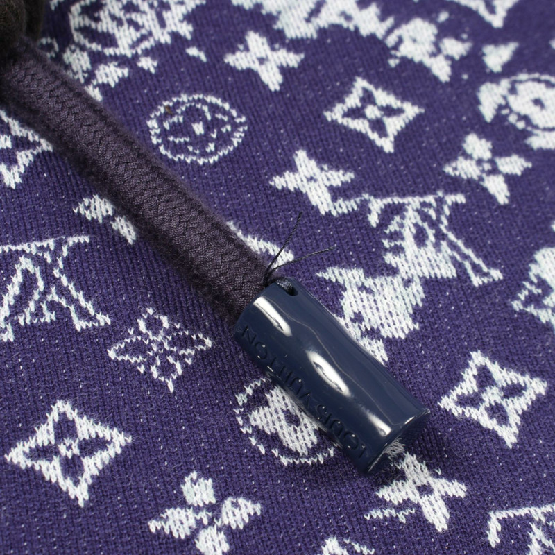 路易威登 Monogram Bandana 短袖連帽衫 #XL 純棉海軍藍 二手 男款 LV-5