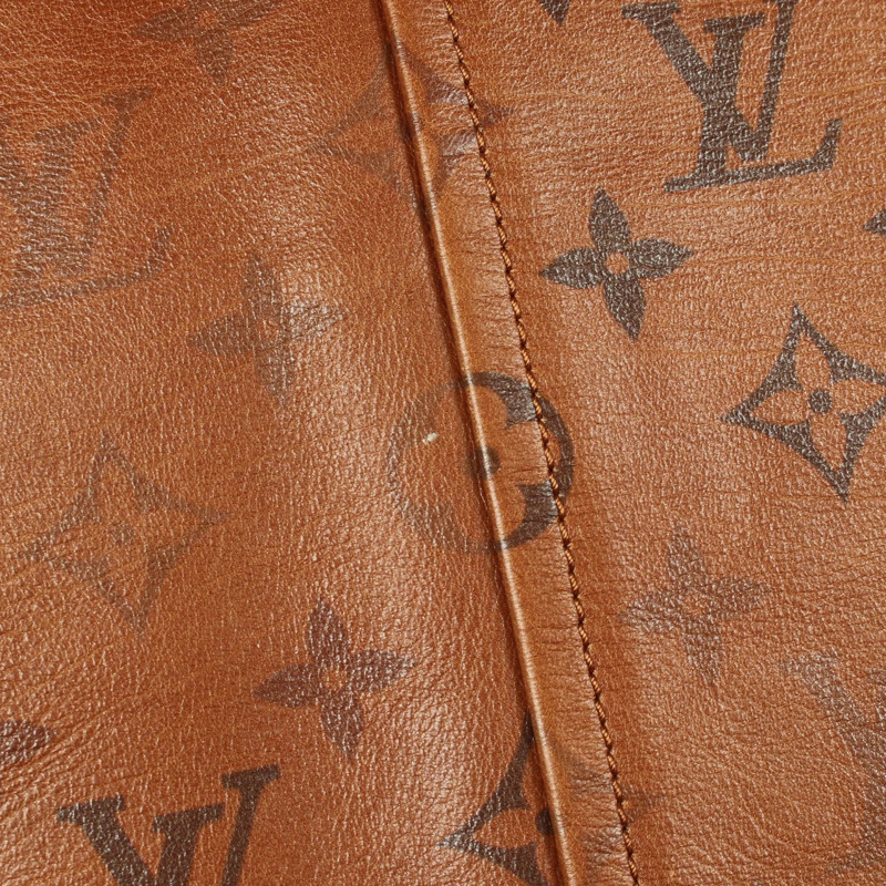 路易威登 Monogram 雙色拉鍊半身裙 #34 FJLS05YDB 棕色皮革 二手 LV-5