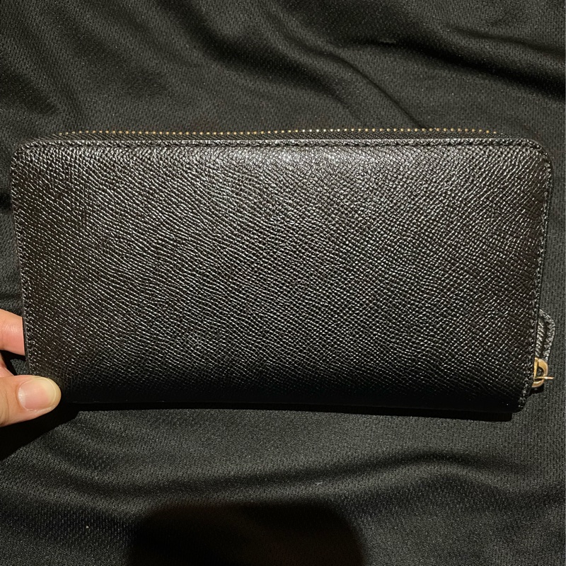 Coach防刮皮革黑長夾-1