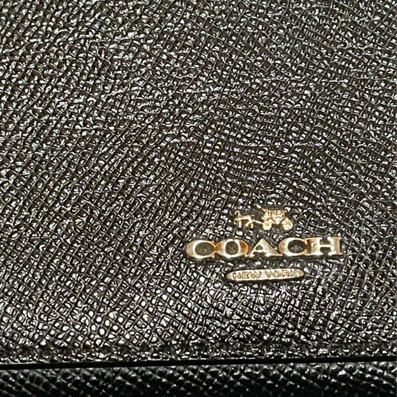 Coach防刮皮革黑長夾-20