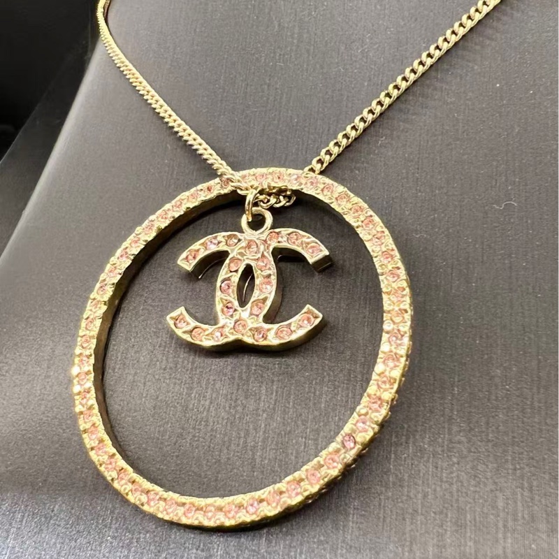 Chanel 粉紅滿鑽CC項鍊-0