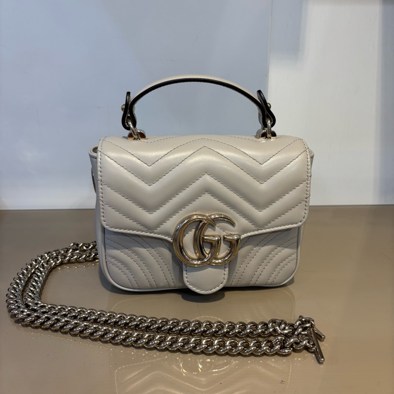 Gucci 米灰牛皮Mini Marmont 斜背包-0