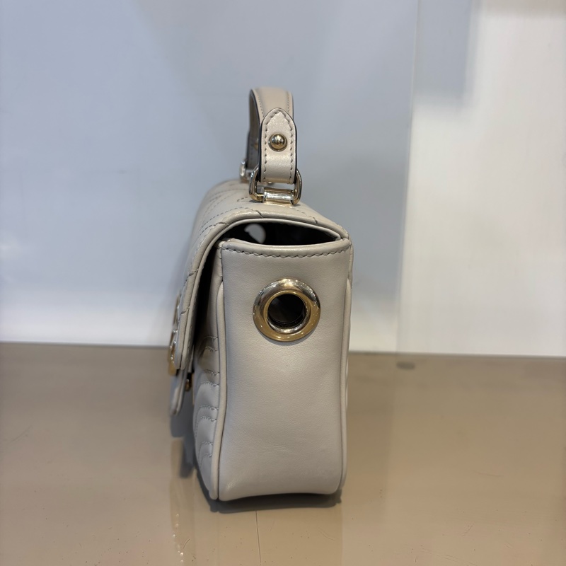 Gucci 米灰牛皮Mini Marmont 斜背包-4