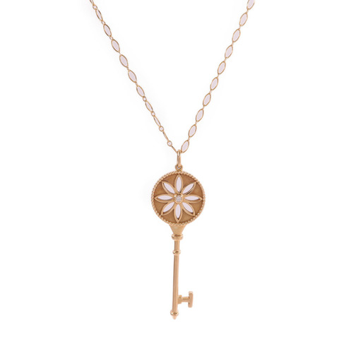 TIFFANY&CO 18K玫瑰金Star Key Necklace鑽石項鍊
