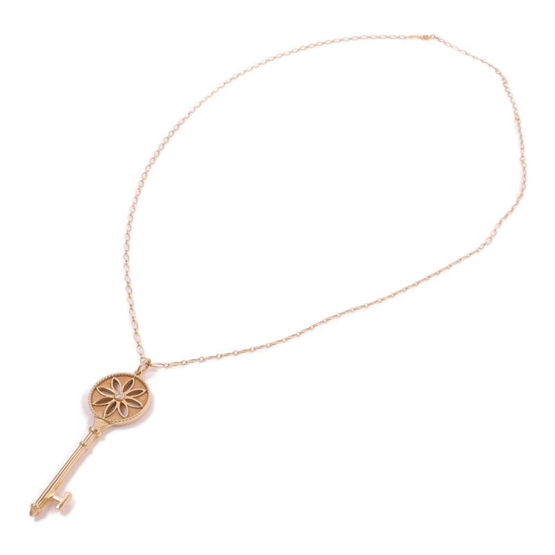 TIFFANY&CO 18K玫瑰金Star Key Necklace鑽石項鍊-2