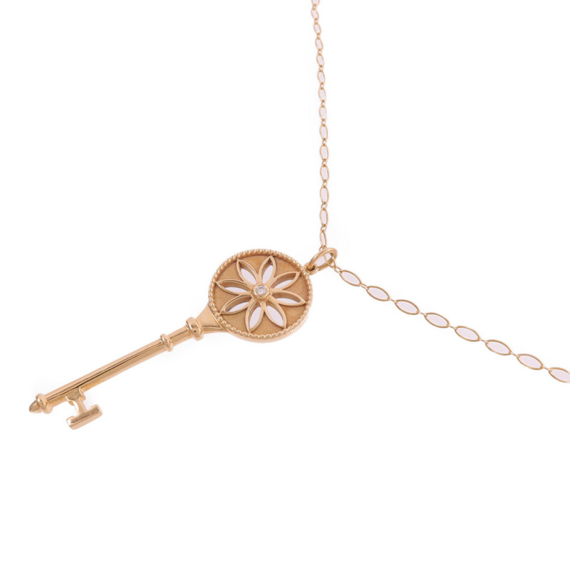TIFFANY&CO 18K玫瑰金Star Key Necklace鑽石項鍊-3