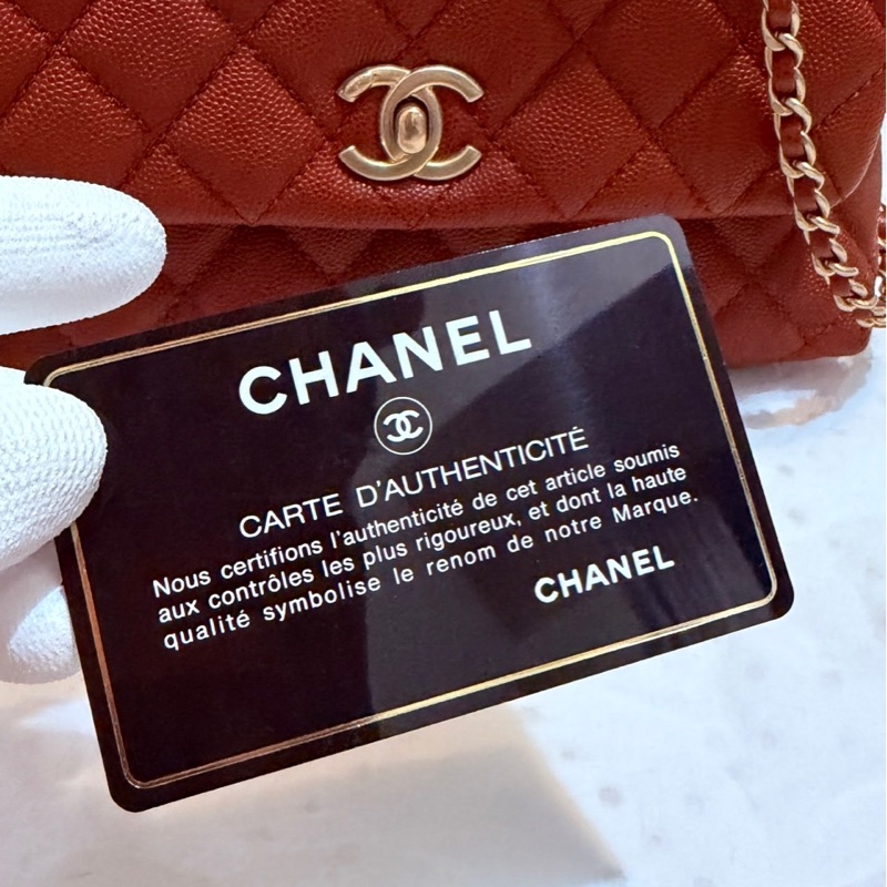 Chanel Coco Handle mini 系列經典的菱格紋縫線、酒紅色魚子醬 (Caviar) mini 19cm荔枝皮 蜥蜴皮壓紋手把-7