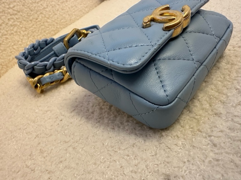 Chanel 香奈兒 藍色羊皮腰包|意大利製 金扣 復古潮流-2