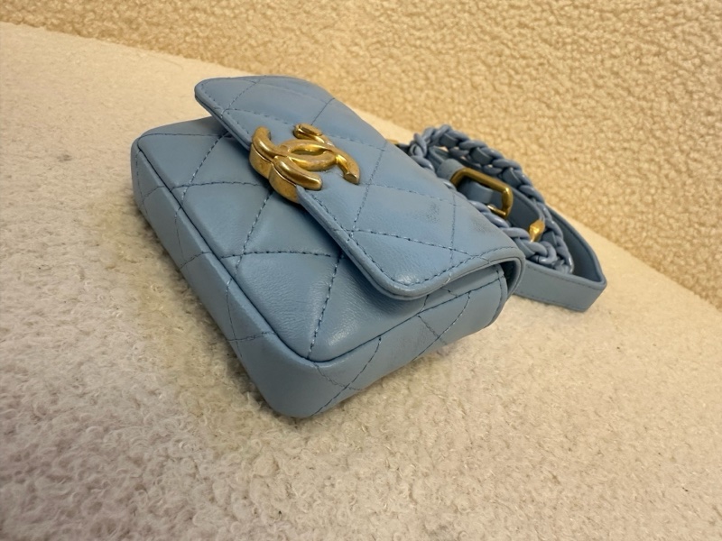 Chanel 香奈兒 藍色羊皮腰包|意大利製 金扣 復古潮流-11