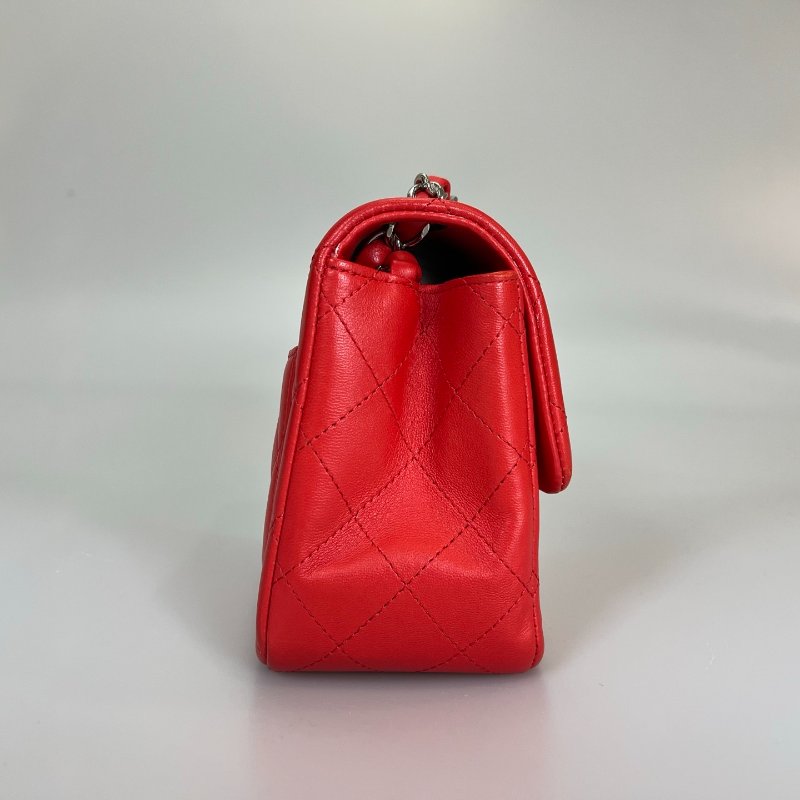 CHANEL CF17方胖包羊皮番茄紅-2
