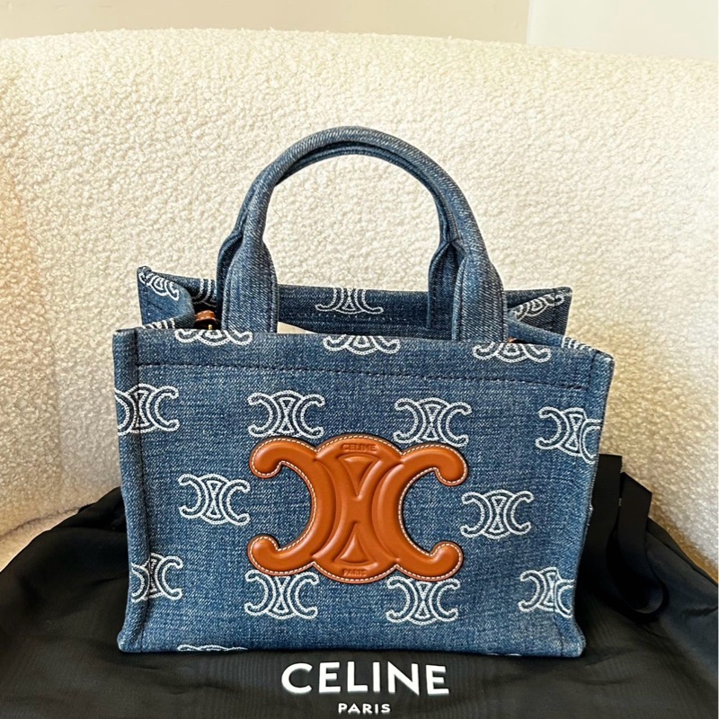 CELINE 賽琳 丹寧牛仔托特包|凱旋門老花 輕便百搭-0
