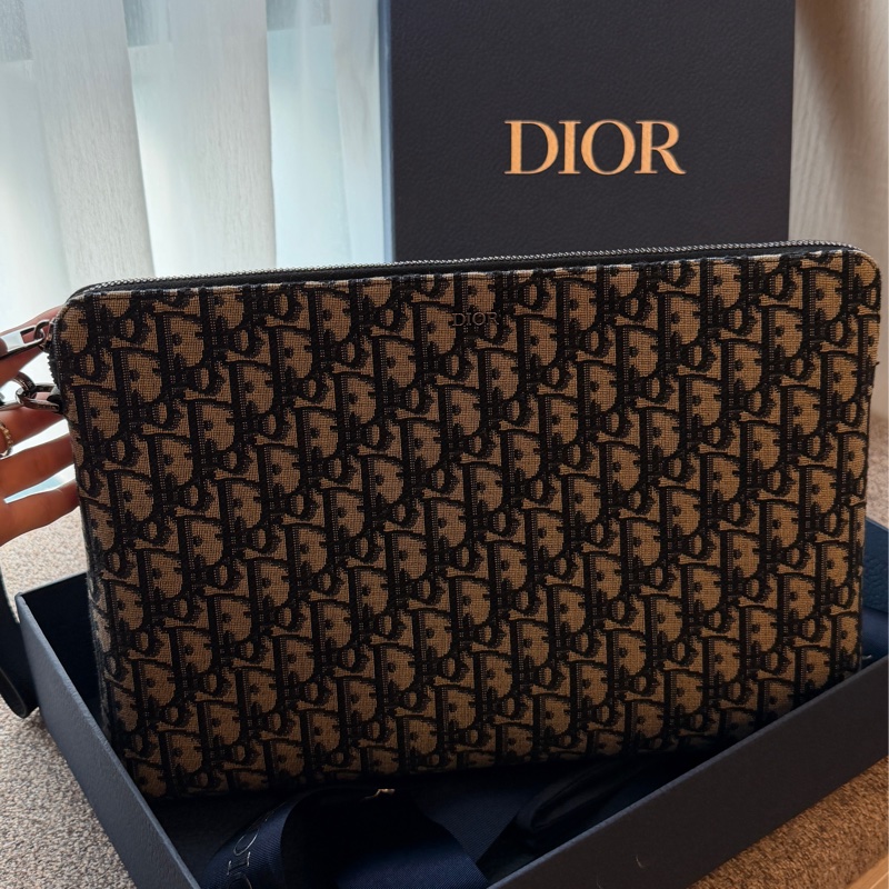 Dior Men SLG A4 Triangle Pouch Oblique Jacquard 手拿包-0
