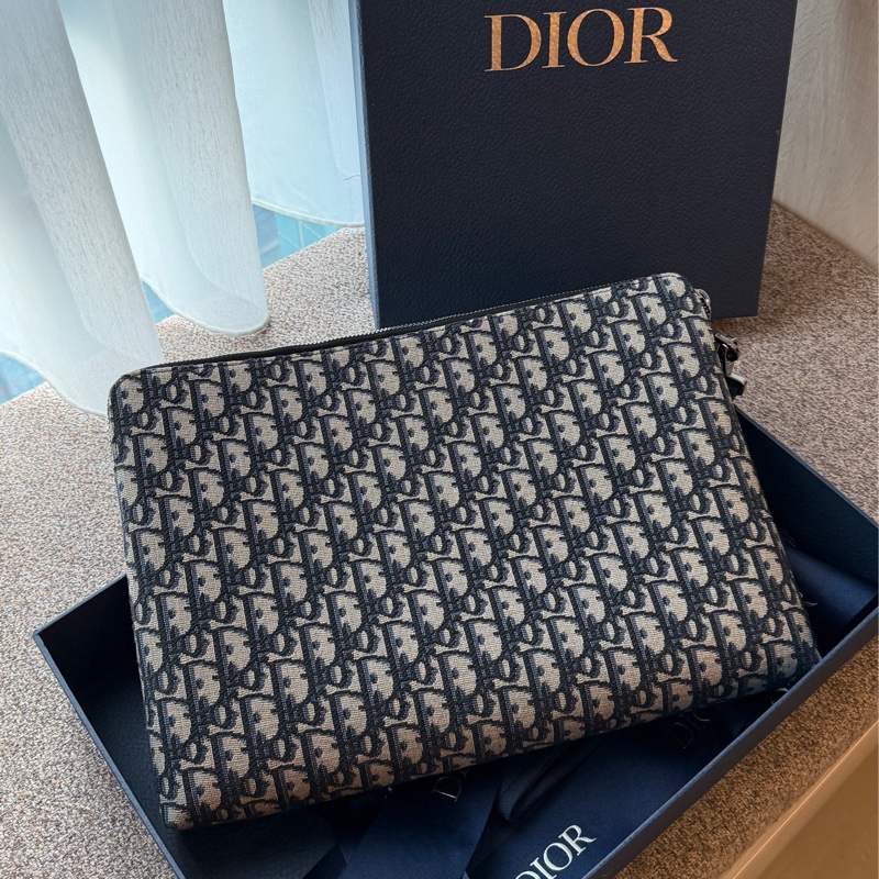 Dior Men SLG A4 Triangle Pouch Oblique Jacquard 手拿包-1