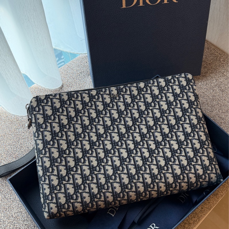 Dior Men SLG A4 Triangle Pouch Oblique Jacquard 手拿包-2