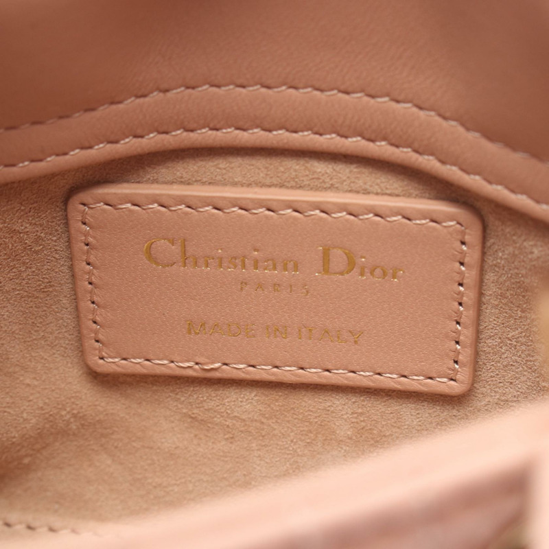 Christian Dior Lady Dior Micro Cannage 單肩手提包,粉紅色皮革,二手女款-3
