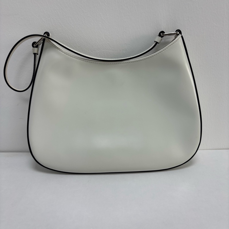 Prada 普拉達 Cleo Hobo|白色亮面 銀扣 98新 輕盈能裝-0