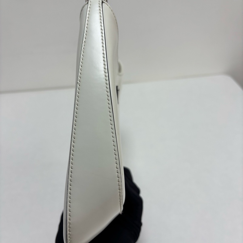 Prada 普拉達 Cleo Hobo|白色亮面 銀扣 98新 輕盈能裝-1