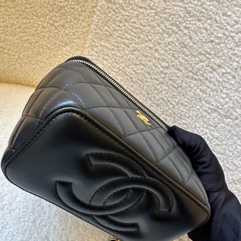 Chanel 香奈兒 黑金羊皮金球包|23年帶票 芯片款 長盒子-9