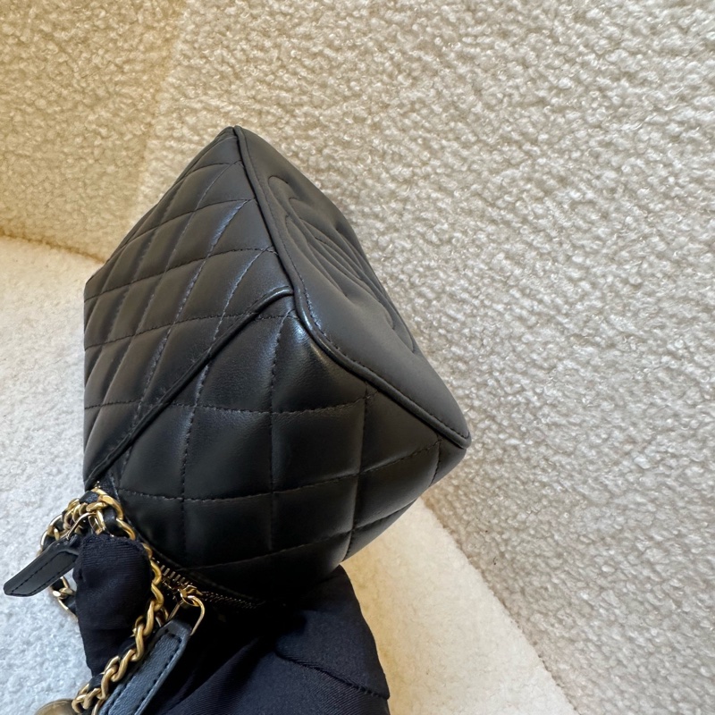 Chanel 香奈兒 黑金羊皮金球包|23年帶票 芯片款 長盒子-10