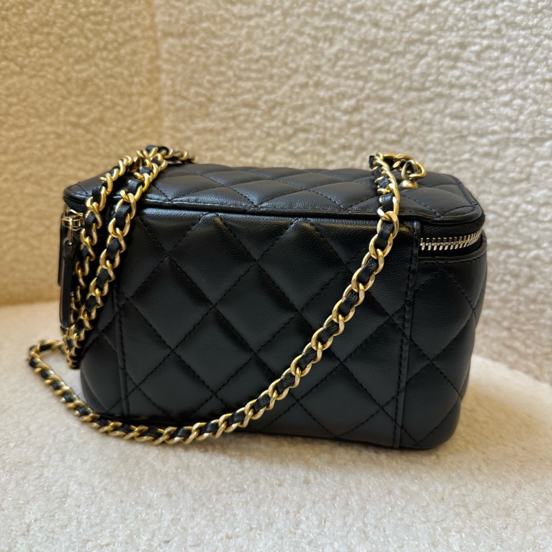 Chanel 香奈兒 黑金羊皮金球包|23年帶票 芯片款 長盒子-12