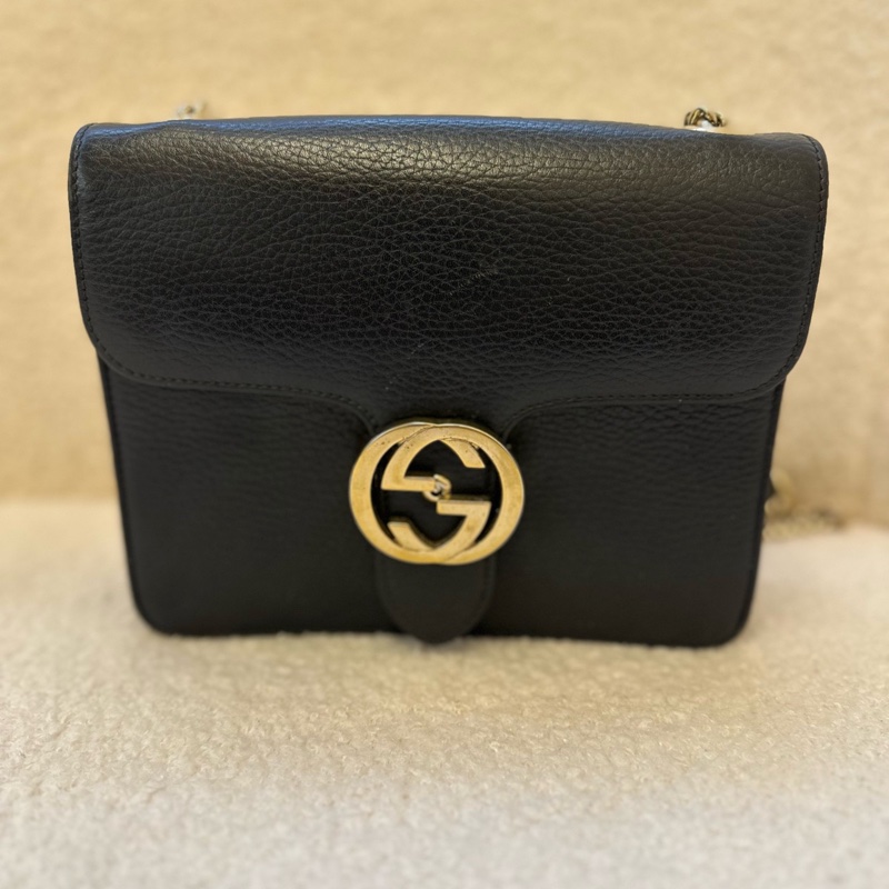 標題:Gucci GG Marmont 風琴包 小號|黑金雙G扣-0