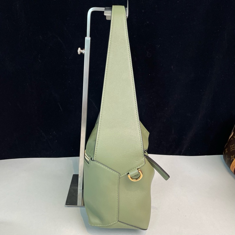 ✨99新🆕LOEWE/羅意威 橄欖綠Puzzle hobo幾何包腋下包單肩包 金扣 22年編碼✅正品-3
