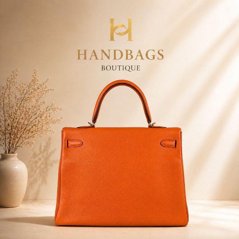 現貨 HERMES KELLY 35 愛馬仕橘 金釦 togo皮 內縫 X刻-1