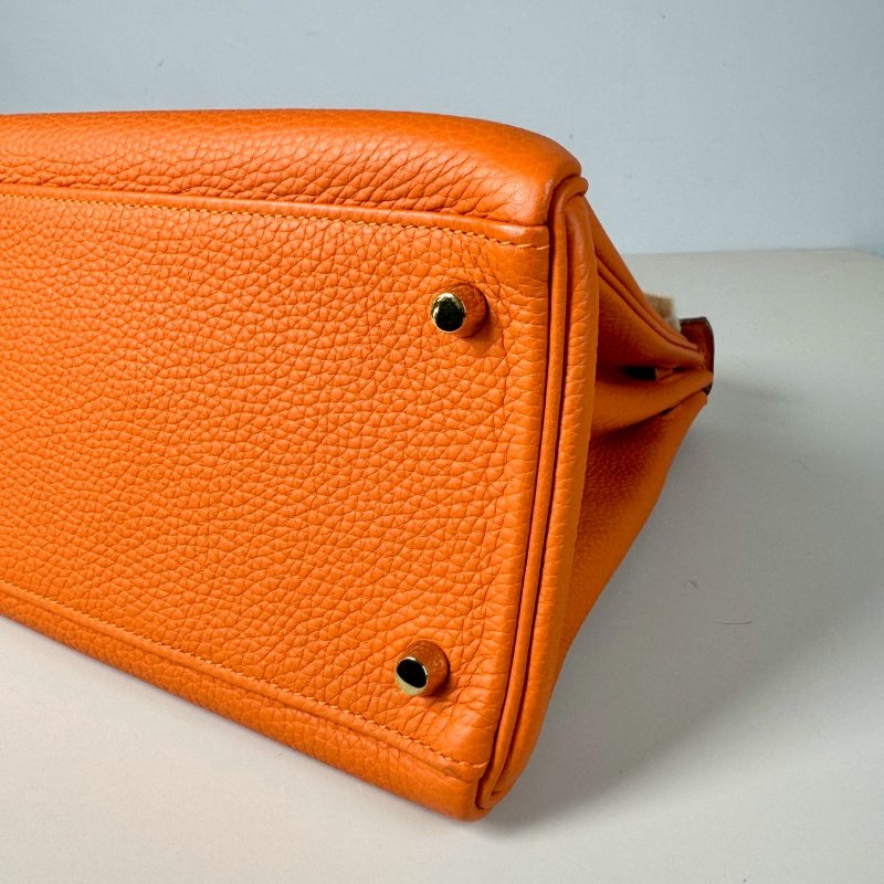 現貨 HERMES KELLY 35 愛馬仕橘 金釦 togo皮 內縫 X刻-5