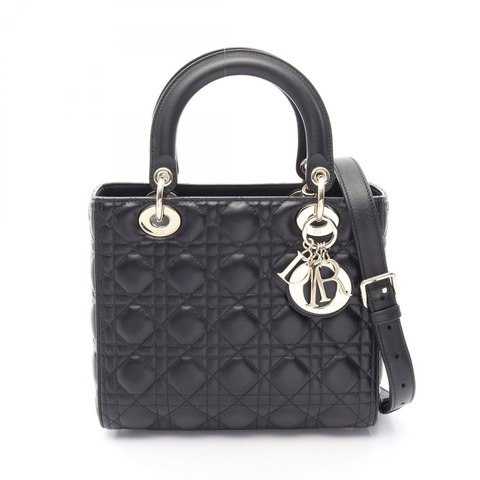Christian Dior LADY DIOR 中 Cannage 斜背包 M0565ONG 皮革黑色