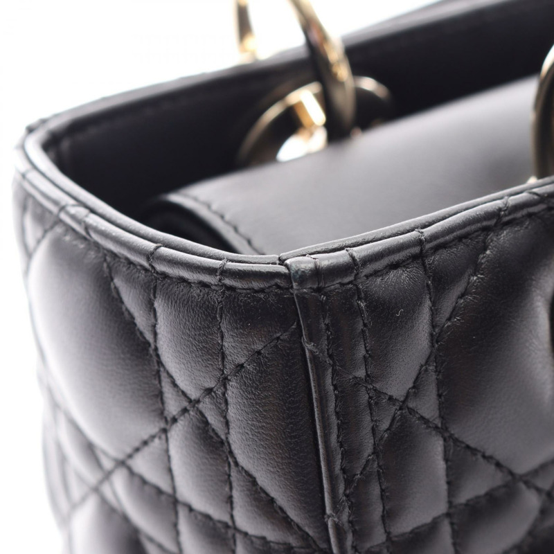 Christian Dior LADY DIOR 中 Cannage 斜背包 M0565ONG 皮革黑色-4
