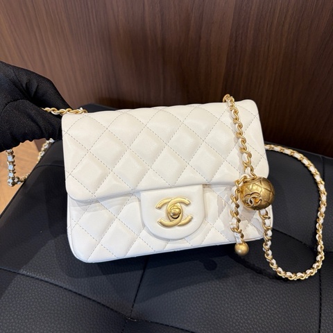 ✨ 閒置新🆕Chanel香奈兒26C白金金球硬底方胖子鏈條斜挎包 芯片✅正品