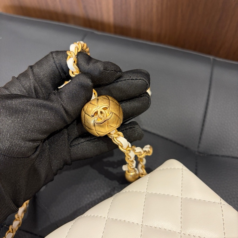 ✨ 閒置新🆕Chanel香奈兒26C白金金球硬底方胖子鏈條斜挎包 芯片✅正品-8