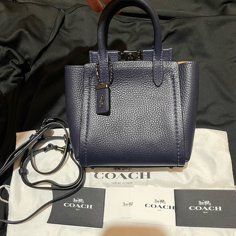 Coach 藍皮革手提包 側背包 手機包