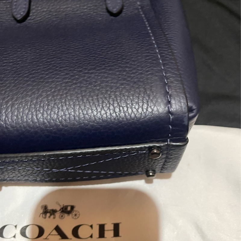 Coach 藍皮革手提包 側背包 手機包-3