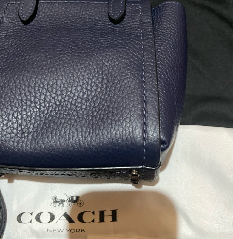 Coach 藍皮革手提包 側背包 手機包-5