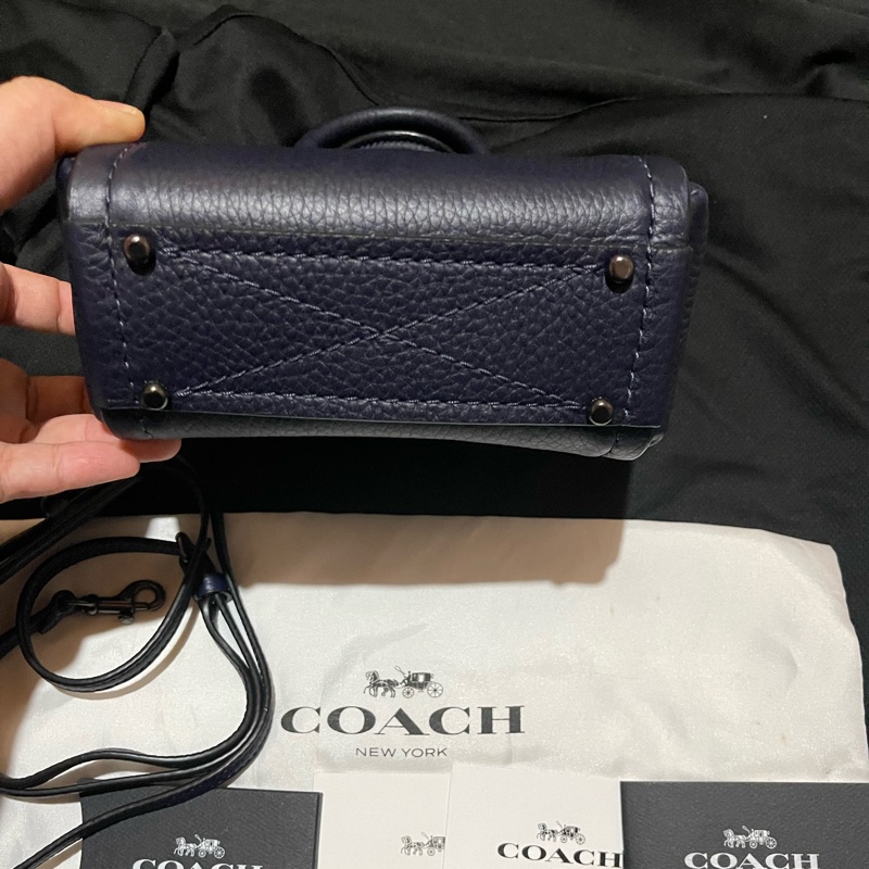 Coach 藍皮革手提包 側背包 手機包-9