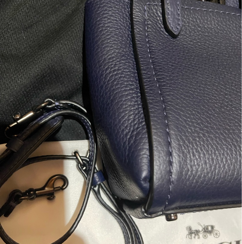 Coach 藍皮革手提包 側背包 手機包-11