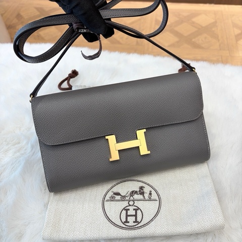 🆕閒置新Hermes愛馬仕 OL積雨雲灰康康Togo斜挎包 epsom皮 金扣U刻✅正品