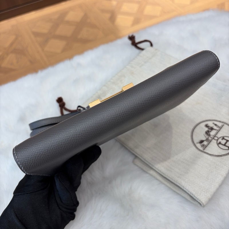 🆕閒置新Hermes愛馬仕 OL積雨雲灰康康Togo斜挎包 epsom皮 金扣U刻✅正品-4