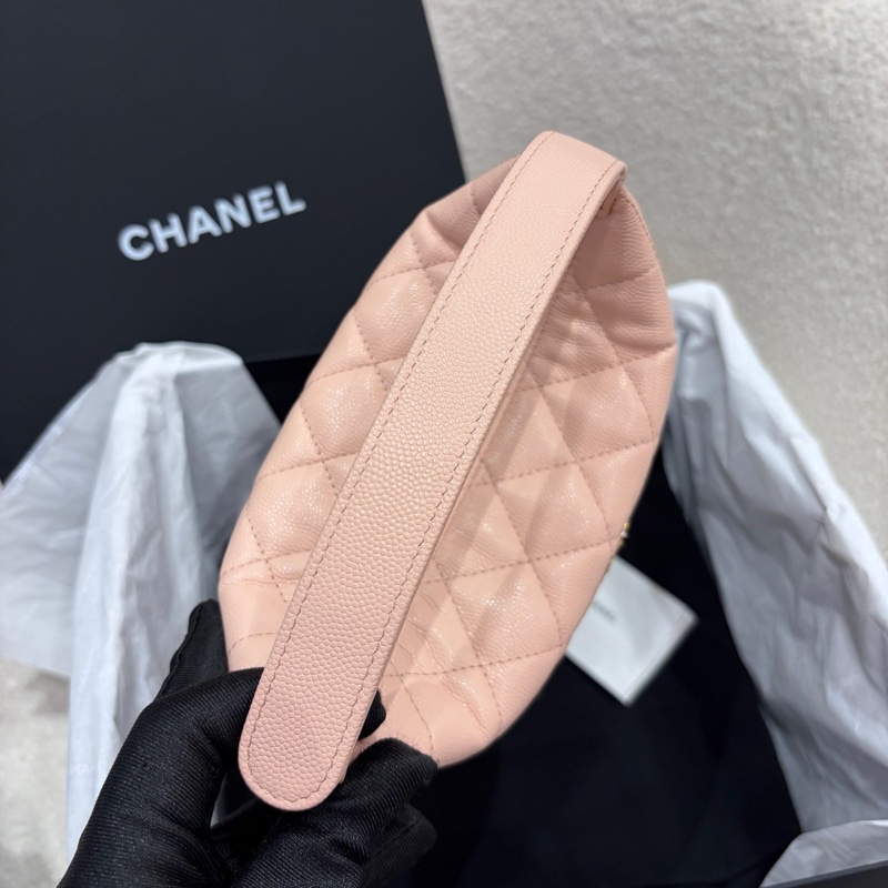 閒置新💖Chanel香奈兒櫻花粉麻花水鑽金扣荔枝紋牛皮飯盒包斜挎包 手提包 芯片 ✅正品-4
