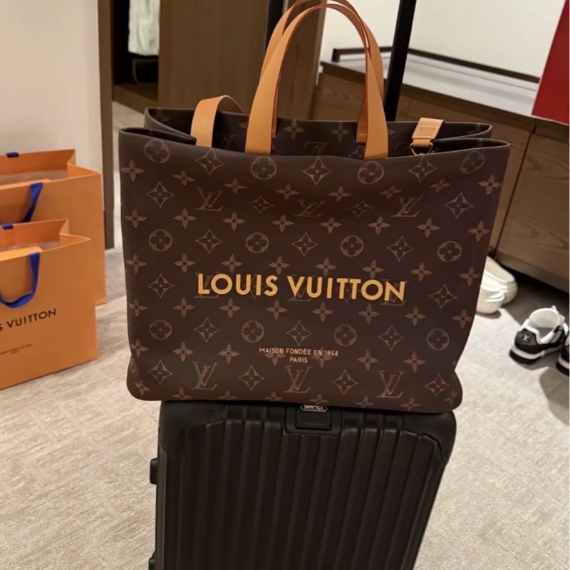 99新✨LOUIS VUITTON SHOPPER 經典老花棕色塗層帆布托特包Tote包購物袋手提包單肩包斜挎包 可調節可拆卸肩帶 金扣 王鶴棣同款 ✅正品-7