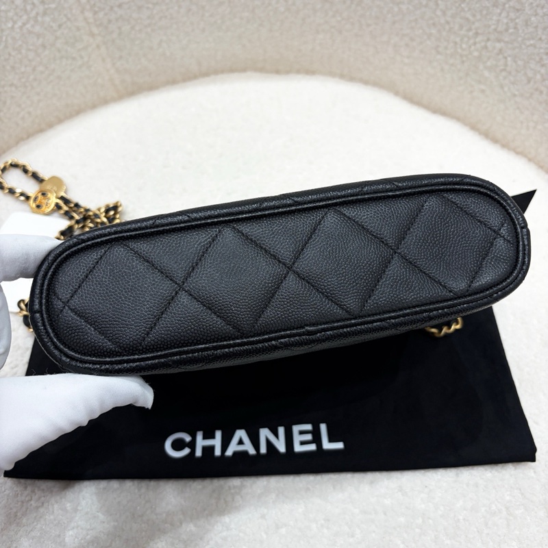閒置新✨Chanel香奈兒24A黑金金幣鏈條hobo飯盒包鏈條斜挎包 芯片✅正品-5