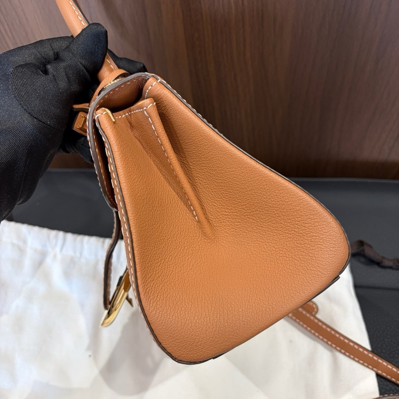 ✨99新🆕Delvaux德爾沃 金棕色mini brillant金扣外縫線手提包斜挎包 底長20cm ✅正品-2