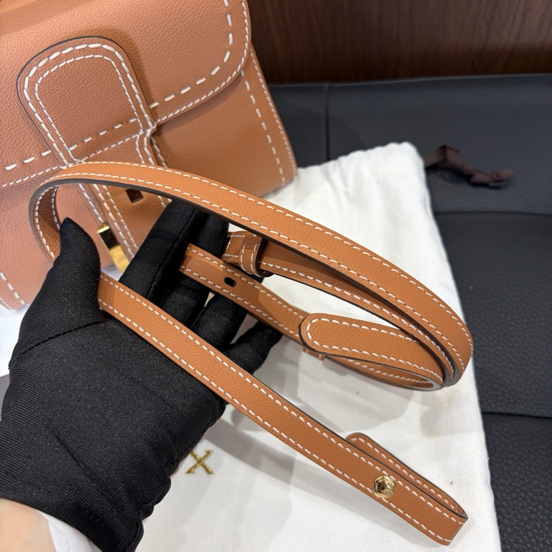 ✨99新🆕Delvaux德爾沃 金棕色mini brillant金扣外縫線手提包斜挎包 底長20cm ✅正品-8