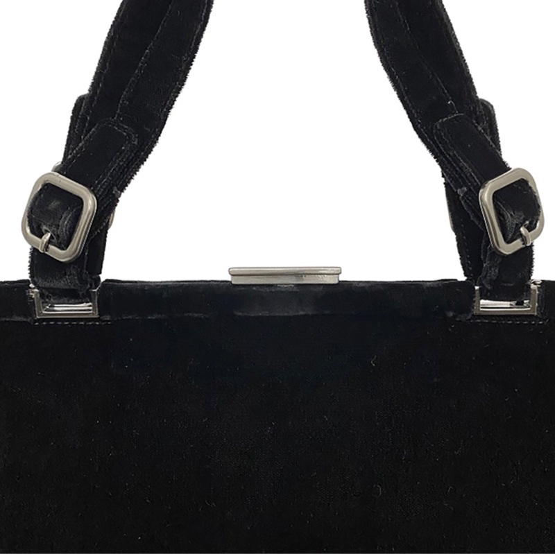 Prada Archive 早期作品/黑色天鵝絨口金/晚宴包-3